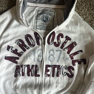 Aeropostale Cream and Maroon Zip-Up